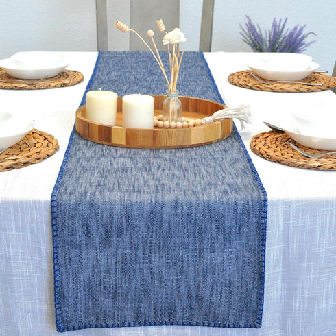 14"x48" Coffee Table Runner Modern Kitchen Cotton Table Cloth Strip with Decorative Stitched Edge Dresser Scarf Dining