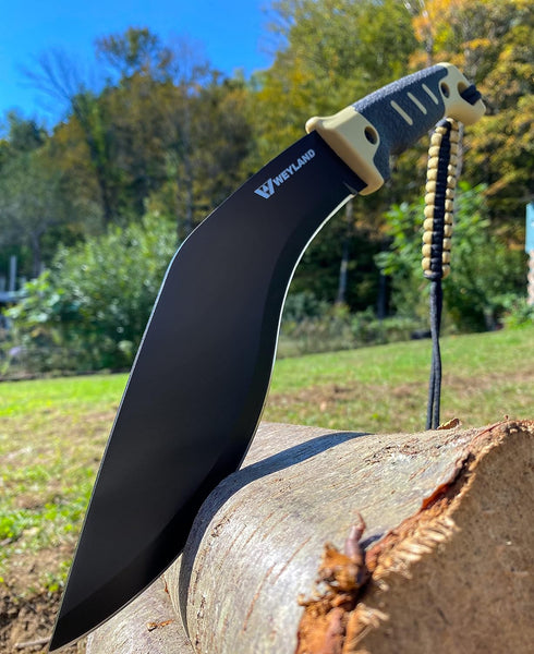 WEYLAND Kukri Machete Knife - Tactical MOLLE Sheath, Fixed Full Tang Steel Blade for Camping, Gardening, Yard Work