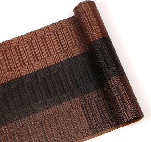 12x54 inch SHACOS Table Runners Woven Vinyl Table Mats for Kitchen Dining Table Non Slip Washable, Ombre Coffee Black
