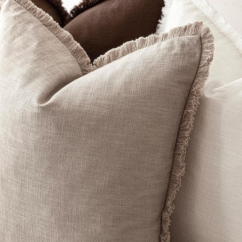 Cozy 2626 Inch,1PC,Natural Foindtower Decorative Linen Fringe Throw Pillow Covers Boho Farmhouse Cushion Cover