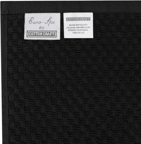 Set 12 12x12 inches COTTON CRAFT Euro Spa Waffle Wash Cloth - of Luxury Pure Ringspun Cotton Waffle Weave Bathroom Face