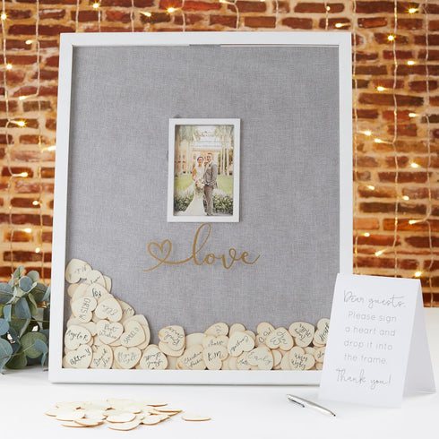 Kate Aspen Wooden Hearts for Guest Book, Set of 75 Wedding Guestbook Alternative Drop Box Hearts