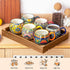 Set 6, 20 oz Henten Home Ceramic Coffee Mug of Colorful Coffee Cup with Handle, Boho Porcelian Mug for Cappuccino