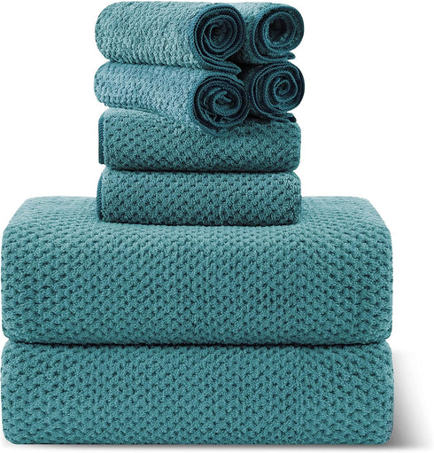 Smuge 8-Piece Turquoise Bath Towel Set, 2 Extra Large Bath Towel Sheets,