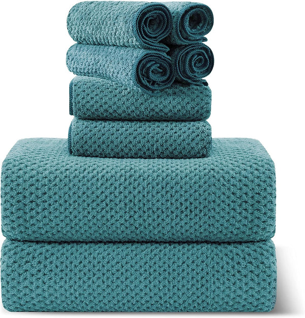 Smuge 8-Piece Turquoise Bath Towel Set, 2 Extra Large Bath Towel Sheets,