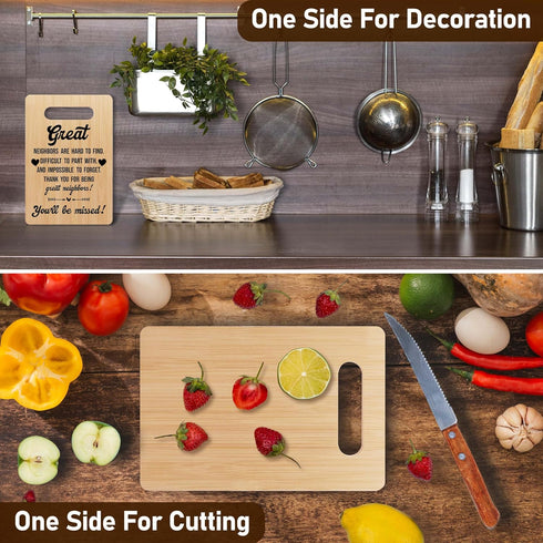 Bamboo Chopping Board Housewarming Gift, Thank You Present for Neighbors, Charcuterie Board for Birthday & Christmas
