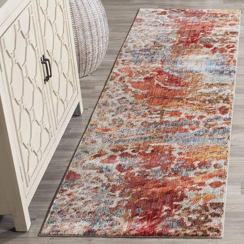 SAFAVIEH Valencia Collection Runner Rug - 2'3" x 10', Multi, Boho Chic Distressed Design, Non-Shedding & Easy Care