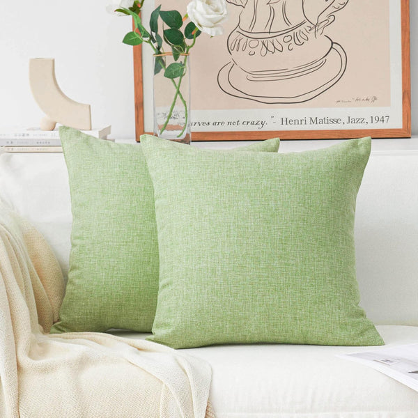 Home Brilliant Green Throw Pillow Covers 18x18, Set of 2 Sage Green Linen Decorative Cushion Covers for Couch Bed Decor