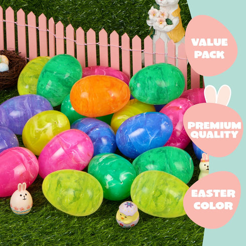 12 3.15" JOYIN Pcs Plastic Iridescent Printed Bright Easter Eggs Tall for Easter Hunt, Basket Stuffers Fillers