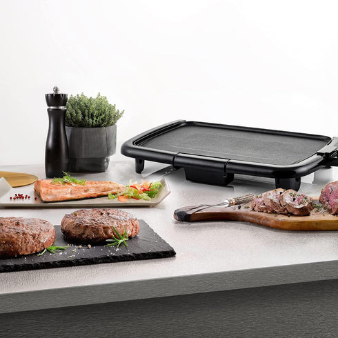 OVENTE Electric Griddle with 16 x 10 Inch Non-Stick Cooking Surface, Adjustable Thermostat for Indoor Grill - Black