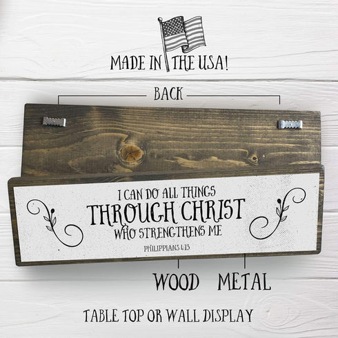 Christian Wall Art - I Can Do All Things Through Christ Who Strengthens Me - Modern Farmhouse Wall Décor Sign