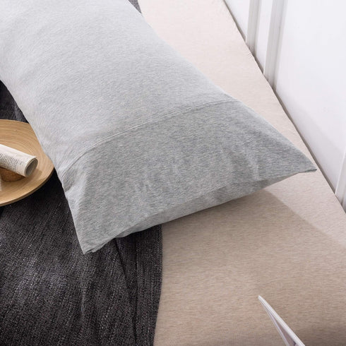 Jersey Knit Pillowcase Set - All Season Soft Cozy Cases, T-Shirt Jersey Cotton of One Pillow Case (Light Gray, Body
