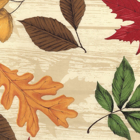 Covers For The Home Deluxe Elastic Edged Flannel Backed Vinyl Fitted Table Cover - All-Over Leaves Pattern, Fits Tables