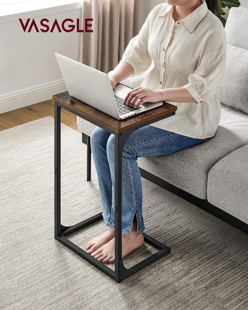 ULET353B01 VASAGLE C-Shaped End Table, Side Table for Sofa, Couch Table with Metal Frame, Small TV Tray Table