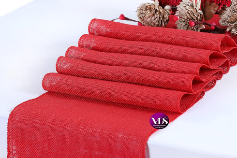 Pack 5, 100% 12X108 Inch)(Red) VDS of Burlap Table Runner Natural Jute Rustic Hessian Table Cloth Centrepiece