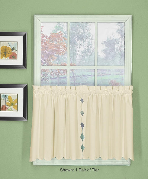 Today's Curtain Orleans Scallop Curtain, Ecru 30" Tier Pair and Tieback, 60" W x 30" L