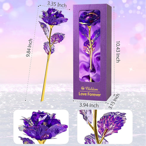 Childom Birthday Gifts for Women - Christmas Purple Rose Gifts for Her Mom, Sweet Artificial Flower for Wife, Grandma
