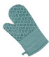 Sticky Toffee Set of 3 Oven Mitt and Pot Holder – Blue Non-Slip Kitchen Hot Pads with Silicone Grip