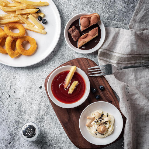 UIBFCWN 3 Oz Ceramic Dipping Bowls, Set of 4, Mini Appetizer Plates for Condiment, BBQ, and Party Dinner