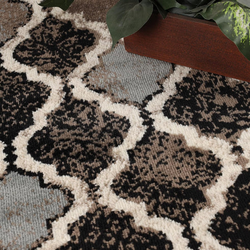 Superior Indoor Small Area Rug 3' x 5', Chocolate, Jute Backed, Modern Geometric Trellis Floor Decor