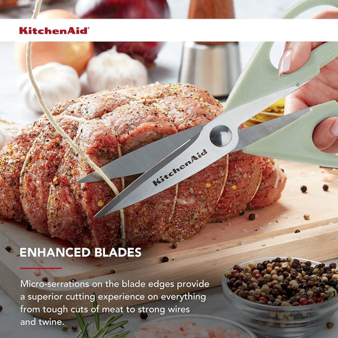 KitchenAid All Purpose Kitchen Shears - 8.72-Inch Dishwasher Safe Stainless Steel Scissors with Comfort Grip, Pistachio