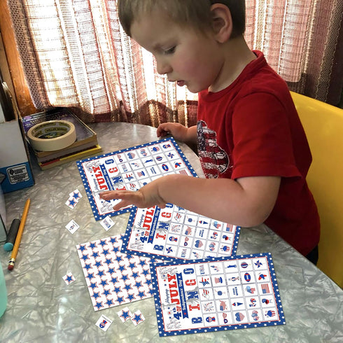 32Players 4th of July Bingo Game - Patriotic Bingo Cards for Kids Adults, Independence Day Party Supplies