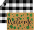 Fabbay 2 Pcs Fall Welcome Doormat, Layered Buffalo Plaid Rug, Pumpkin Rug for Halloween Thanksgiving Indoor Outdoor