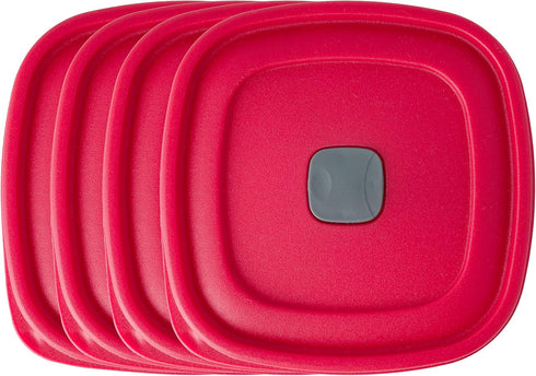 3/5/7 Cup Replacement Lids for Rubbermaid Food Storage Containers, Steam Vent, 4-Pack, Red