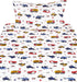 J-pinno 100% 3 Set Set Building Construction Car Truck Digger Transport Vehicle Twin Cotton Pieces Sheet for Kids Girls