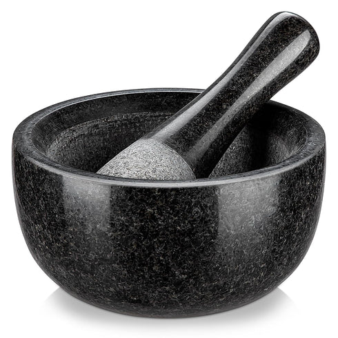 Velaze Large Mortar and Pestle Set, 100% Granite, Natural Unpolished, Herb Crusher,