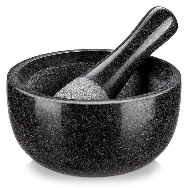 Velaze Large Mortar and Pestle Set, 100% Granite, Natural Unpolished, Herb Crusher,