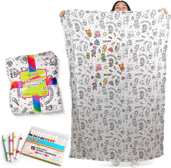 Color-In Blanket for Kids & Adults Oversized Wearable Blanket Craft Kit Permanent
