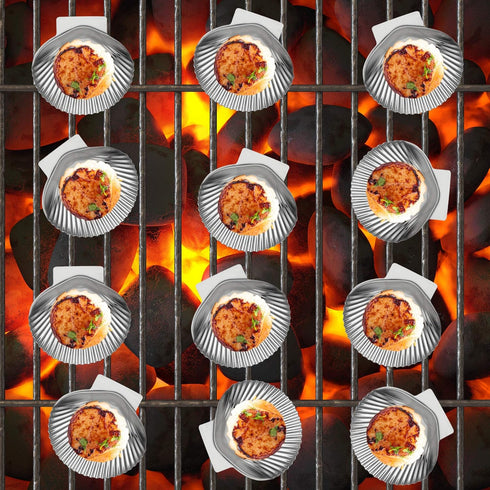 Outset Grillable Shells - Set of 12 All Purpose Grillable Stainless Steel Sea Shells