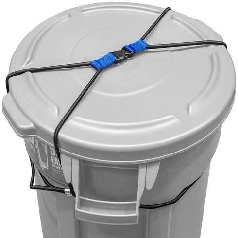ENCASED Trash Can Lock for Animals, Heavy Duty Bungee Cord Outdoor Garbage Lid Lock (Trash Can Not Included)