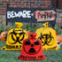 CNhoqc 6Pcs Halloween Lawn Trash Bags - Zombie Warning Reusable Waste Bags with Twist Ties, Fallen Leaf Grass Clipping