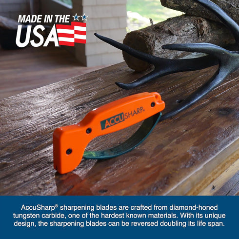 AccuSharp Knife Sharpener, Ergonomic Handle, Compact & Easy to Use, Blaze Orange