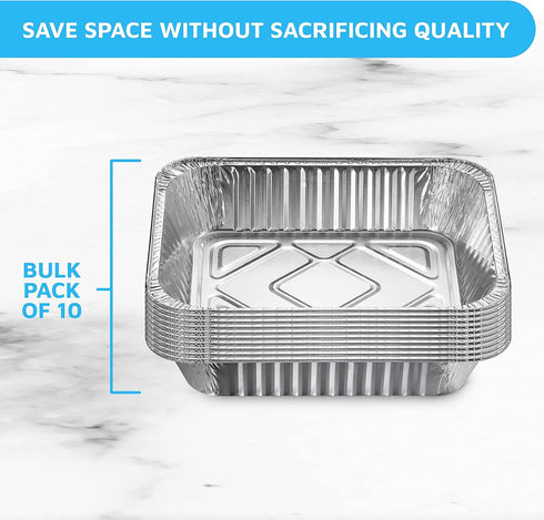 MontoPack Aluminum Foil Pans, Half Size Roasting Chafing Pan, 10 Pack of 9x13 Tins for Cooking and Catering