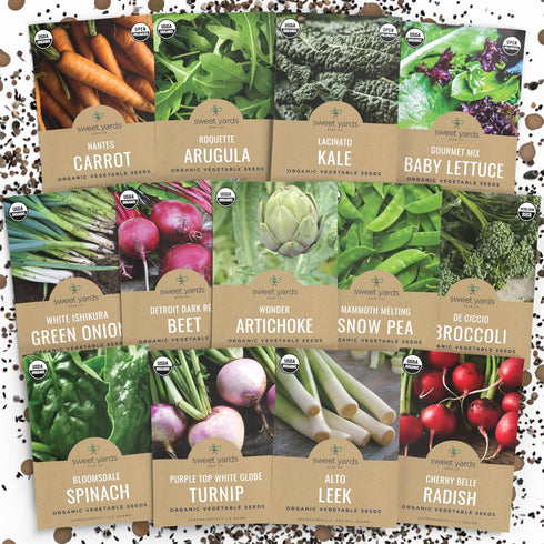 Organic Cool Weather Spring & Fall Seeds Variety Pack - 13 Individual