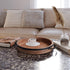 13.2'' Counter Round Coffee Table Tray - Farmhouse Wood Serving Tray with Metal Handles - Round Decorative Trays