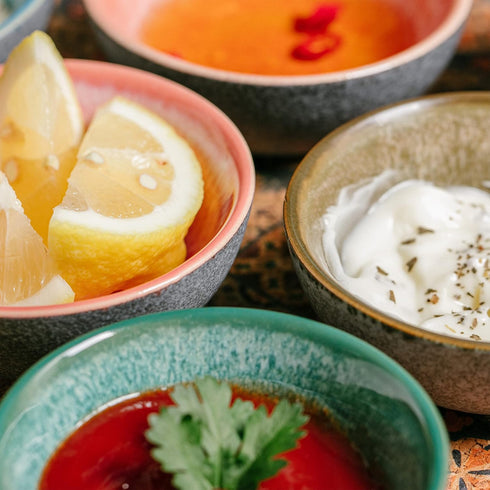 Brew To A Tea BTaT Ceramic Dipping Bowls, 3.5 Oz, Set of 6 Colorful Small Bowls for Dipping Sauce, Condiments