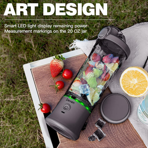 Portable Blender - 270 Watt USB Rechargeable Waterproof Blender with 20 oz BPA Free Cup, Black