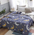 J-pinno 100% 6 58" 80") Bright Moon Stars Muslin Blanket Reversible Cotton Layer Quilt Bed Blanket Soft Warm Throw Sofa