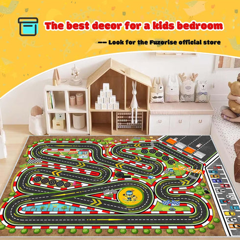 31''X47'' Kids Racing Rug Car Road Kid Rug Carpet Playmat for Playoom Traffic Road Kid Play Mat for BedroomKids