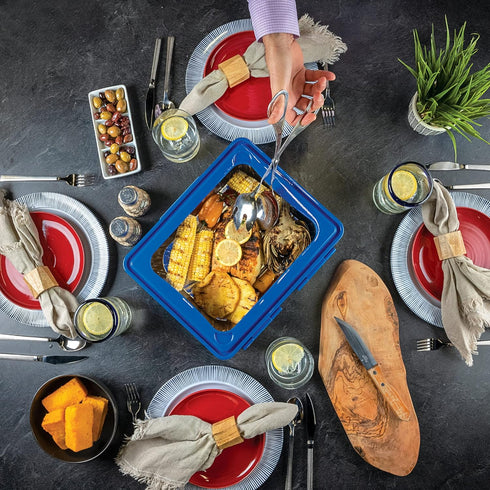 Mr. Bar-B-Q Cook, Carry & Serve Tray for Easy Indoor and Outdoor Serving with Clear Removable Top