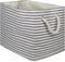 DII Woven Paper Storage Bin, Pinstripe Gray, Medium Rectangle for Organizing Home Supplies
