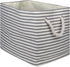 DII Woven Paper Storage Bin, Pinstripe Gray, Medium Rectangle for Organizing Home Supplies
