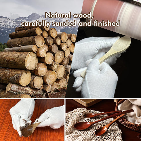 6pcs 9in Wooden Spoons Set, Long Handle Wooden Utensils for Cooking, Tasting, Serving, Stirring and Mixing