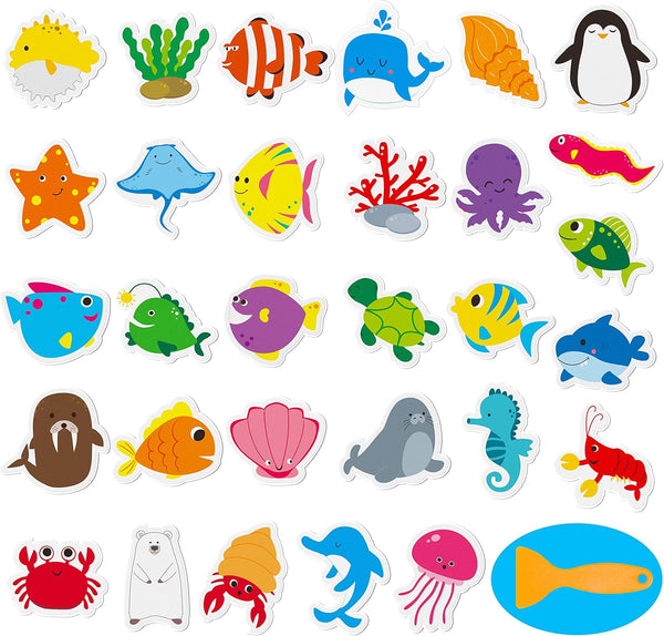 Hebayy 30 Non-Slip Sea Animal Bathtub Shower Deco Stickers, Water-Resistance in 30 Designs