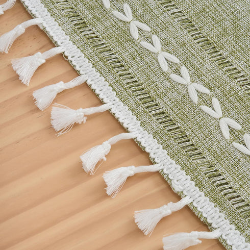 2471 Inches Rectangular Coffee Table Covers for Living Room Striped Embroidered Tablecloth Linen Coffee Table Cloth
