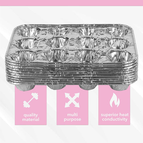 PLASTICPRO Aluminum Foil Muffin Pans - Reusable and Disposable, Holds 12 Mini Cupcakes, Pack of 20